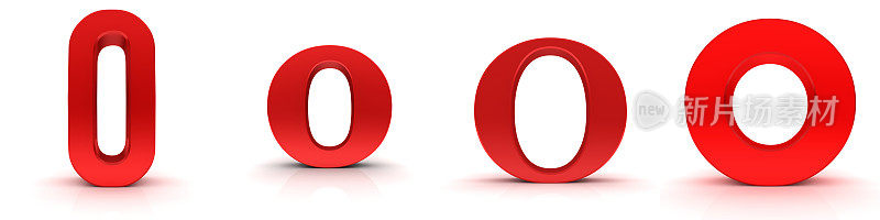 0 0数字零红色O字母符号符号3d渲染图形孤立在白色背景上
